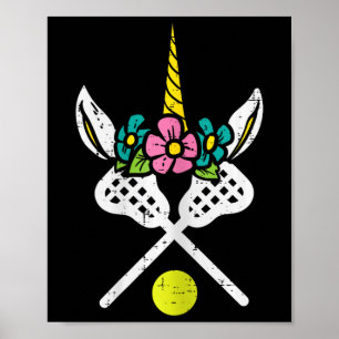 Unicorn Head Lacrosse Funny Lax Sport Frauen Kinde Poster