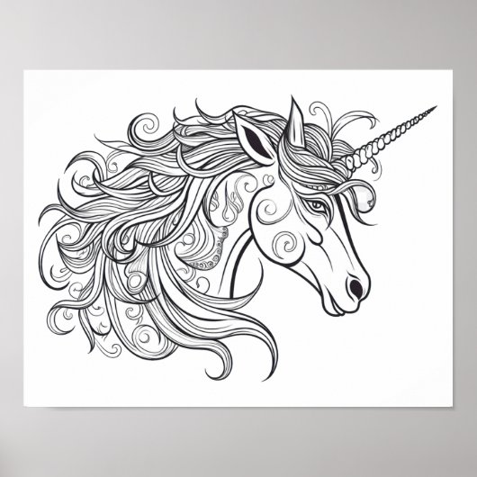 Unicorn Head Zeichnend klein Poster (Vorne)