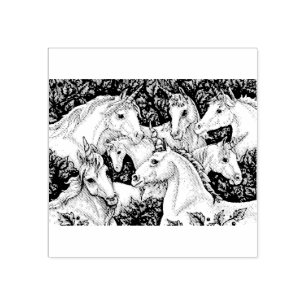 UNICORN HERD, PORT FANTASY RUBBER BRIEFMARKE GUMMISTEMPEL