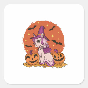 Unicorn Hexe - glückliches Halloween-Kostüm Quadratischer Aufkleber