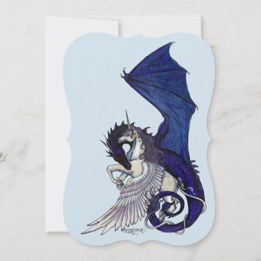 Unicorn Hochzeitsfeier Einladung Drachen Rot (Rückseite)