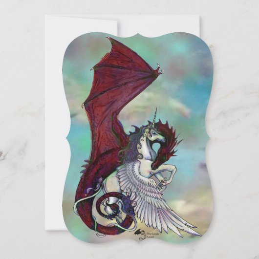 Unicorn Hochzeitsfeier Einladung Dragon Red (Rückseite)