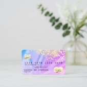 Unicorn Holograph Modern Credit Card Logo Visitenkarte (Stehend Vorderseite)