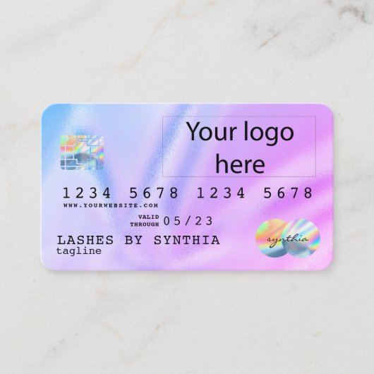 Unicorn Holograph Modern Credit Card Logo Visitenkarte (Vorderseite)