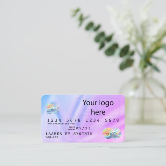 Unicorn Holograph Modern Credit Card Logo Visitenkarte (Stehend Vorderseite)