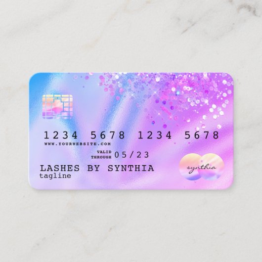 Unicorn Holograph Modern Credit Card Logo Visitenkarte (Vorderseite)