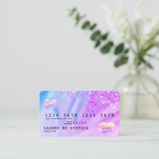 Unicorn Holograph Modern Credit Card Logo Visitenkarte (Stehend Vorderseite)