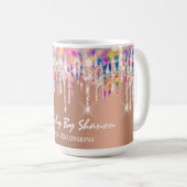 Unicorn Holograph Rainbow Tropfen Bride Shower Kup Kaffeetasse (VorderseiteRechts)