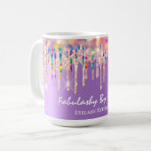 Unicorn Holograph Rainbow Tropfens Brautparty Purp Kaffeetasse (Vorderseite Links)