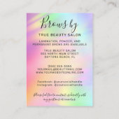 Unicorn Holographic Brows Aftercare Icon Business Visitenkarte (Rückseite)