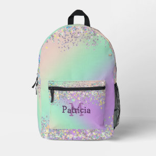 Unicorn Holographic Glitzer Bedruckter Rucksack