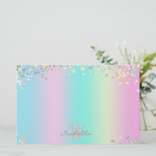 Unicorn Holographic Glitzer Briefpapier