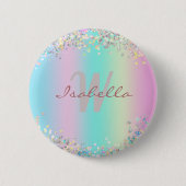 Unicorn Holographic Glitzer Button (Vorderseite)