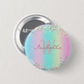 Unicorn Holographic Glitzer Button (Vorne & Hinten)