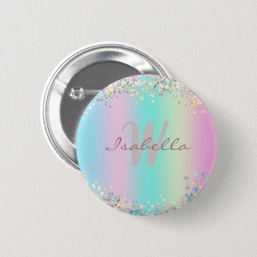 Unicorn Holographic Glitzer Button (Vorne & Hinten)