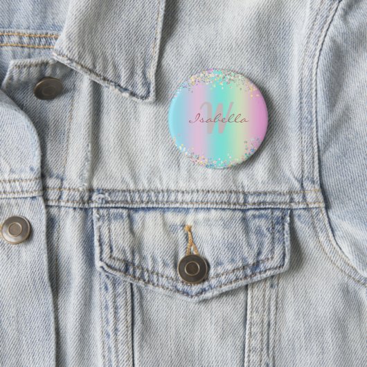 Unicorn Holographic Glitzer Button (Beispiel)