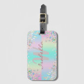 Unicorn Holographic Glitzer Gepäckanhänger (Vorderseite Vertikal)