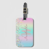 Unicorn Holographic Glitzer Gepäckanhänger (Vorderseite Vertikal)