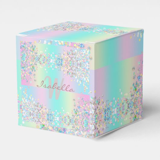 Unicorn Holographic Glitzer Geschenkschachtel (Vorderseite)