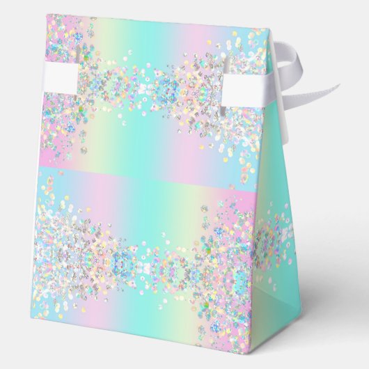 Unicorn Holographic Glitzer Geschenkschachtel (Rückseite)