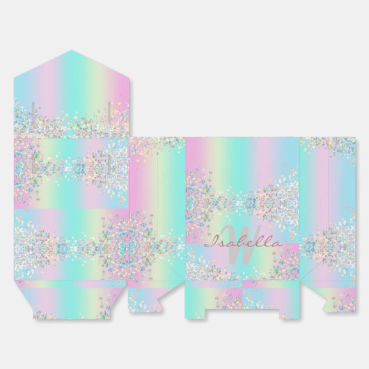 Unicorn Holographic Glitzer Geschenkschachtel (Ungefaltet)