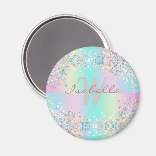 Unicorn Holographic Glitzer Magnet (Vorderseite/Rückseite)