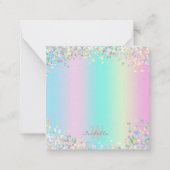 Unicorn Holographic Glitzer Mitteilungskarte (Vorderseite)