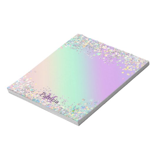 Unicorn Holographic Glitzer Notizblock (Rotiert)
