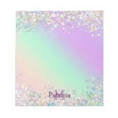 Unicorn Holographic Glitzer Notizblock (Vorderseite)
