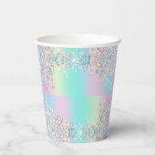 Unicorn Holographic Glitzer Pappbecher (Rückseite)