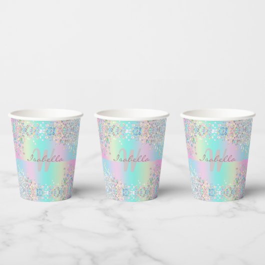 Unicorn Holographic Glitzer Pappbecher (Multi)