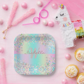Unicorn Holographic Glitzer Pappteller (Party)