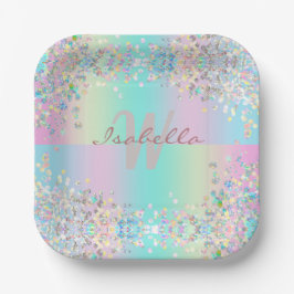 Unicorn Holographic Glitzer Pappteller