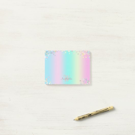 Unicorn Holographic Glitzer Post-it Klebezettel (Auf Schreibtisch)