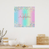 Unicorn Holographic Glitzer Poster (Küche)