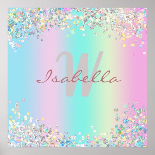 Unicorn Holographic Glitzer Poster (Vorne)