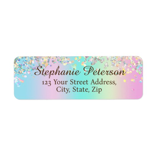 Unicorn Holographic Glitzer Rücksendeadresse (Vorne)