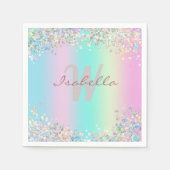 Unicorn Holographic Glitzer Serviette (Vorderseite)