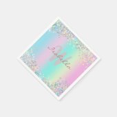 Unicorn Holographic Glitzer Serviette (Ecke)