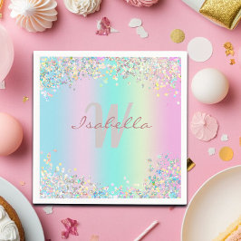 Unicorn Holographic Glitzer Serviette