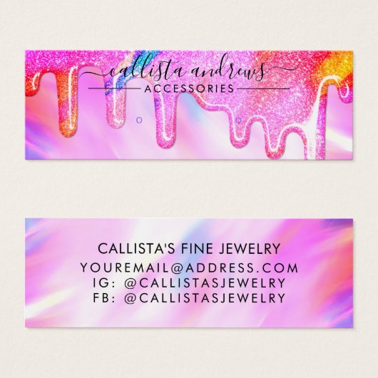 Unicorn Holographic Glitzer Tropfen Earring Displa (Vorne & Hinten)