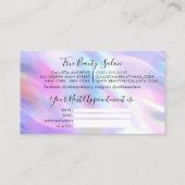 Unicorn Holographic Glitzer Tropfen Ernennung Visitenkarte (Rückseite)