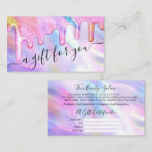 Unicorn Holographic Glitzer Tropfens Geschenkgutsc Visitenkarte (Vorne/Hinten)