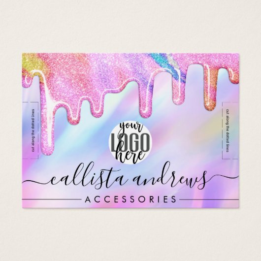 Unicorn Holographic Glitzer Tropfens Logo-Armband (Vorderseite)