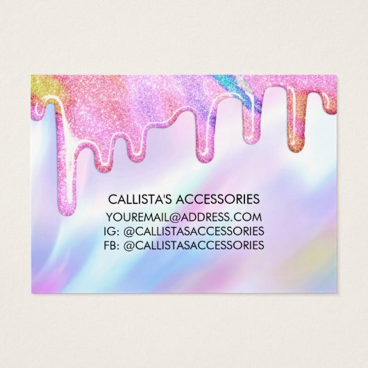 Unicorn Holographic Glitzer Tropfens Low Earring (Rückseite)