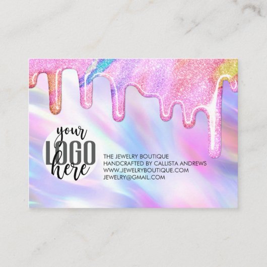 Unicorn Holographic Glitzer Vielen Dank Visitenkarte (Rückseite)