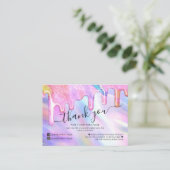 Unicorn Holographic Glitzer Vielen Dank Visitenkarte (Stehend Vorderseite)