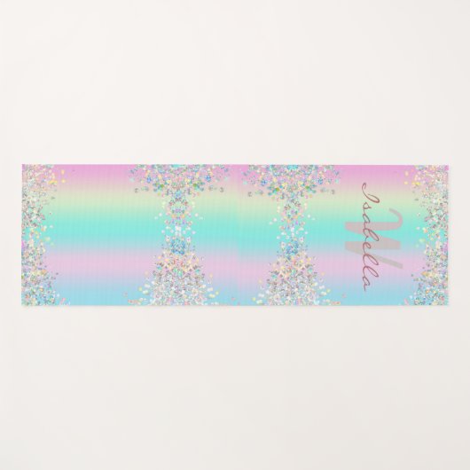Unicorn Holographic Glitzer Yogamatte (Vorderseite (Horizontal))
