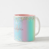Unicorn Holographic Glitzer Zweifarbige Tasse (VorderseiteRechts)