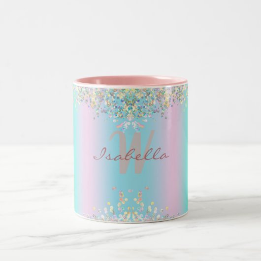 Unicorn Holographic Glitzer Zweifarbige Tasse (Mittel)
